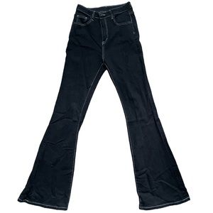 Black Flare Jeans | Flower Design